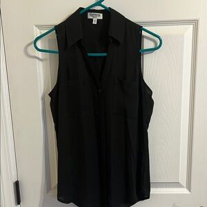 Express Women's Black Sleeveless Button Down Blouse